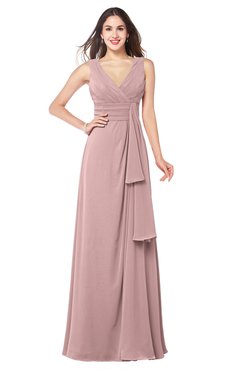 ColsBM Brenda Silver Pink Romantic Thick Straps Sleeveless Zipper Floor Length Sash Plus Size Bridesmaid Dresses