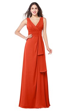 ColsBM Brenda Tangerine Tango Romantic Thick Straps Sleeveless Zipper Floor Length Sash Plus Size Bridesmaid Dresses
