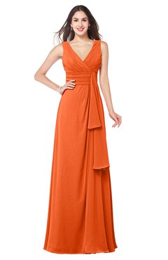 ColsBM Brenda Tangerine Romantic Thick Straps Sleeveless Zipper Floor Length Sash Plus Size Bridesmaid Dresses