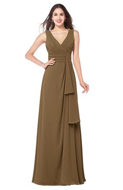ColsBM Brenda Truffle Romantic Thick Straps Sleeveless Zipper Floor Length Sash Plus Size Bridesmaid Dresses
