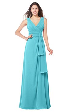 ColsBM Brenda Turquoise Romantic Thick Straps Sleeveless Zipper Floor Length Sash Plus Size Bridesmaid Dresses