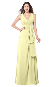 ColsBM Brenda Wax Yellow Romantic Thick Straps Sleeveless Zipper Floor Length Sash Plus Size Bridesmaid Dresses
