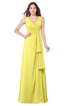 ColsBM Brenda Yellow Iris Romantic Thick Straps Sleeveless Zipper Floor Length Sash Plus Size Bridesmaid Dresses
