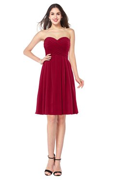 ColsBM Jillian Dark Red Gorgeous Sweetheart Sleeveless Half Backless Knee Length Plus Size Bridesmaid Dresses