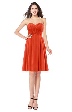 ColsBM Jillian Tangerine Tango Gorgeous Sweetheart Sleeveless Half Backless Knee Length Plus Size Bridesmaid Dresses