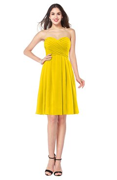 ColsBM Jillian Yellow Gorgeous Sweetheart Sleeveless Half Backless Knee Length Plus Size Bridesmaid Dresses