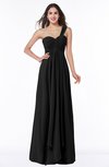 ColsBM Sophie Black Elegant A-line Asymmetric Neckline Chiffon Floor Length Ruching Plus Size Bridesmaid Dresses