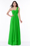 ColsBM Sophie Classic Green Elegant A-line Asymmetric Neckline Chiffon Floor Length Ruching Plus Size Bridesmaid Dresses