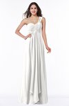 ColsBM Sophie Cloud White Elegant A-line Asymmetric Neckline Chiffon Floor Length Ruching Plus Size Bridesmaid Dresses