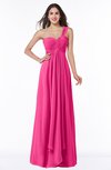 ColsBM Sophie Fandango Pink Elegant A-line Asymmetric Neckline Chiffon Floor Length Ruching Plus Size Bridesmaid Dresses
