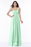 ColsBM Sophie Honeydew Elegant A-line Asymmetric Neckline Chiffon Floor Length Ruching Plus Size Bridesmaid Dresses
