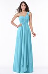 ColsBM Sophie Light Blue Elegant A-line Asymmetric Neckline Chiffon Floor Length Ruching Plus Size Bridesmaid Dresses
