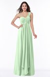 ColsBM Sophie Light Green Elegant A-line Asymmetric Neckline Chiffon Floor Length Ruching Plus Size Bridesmaid Dresses