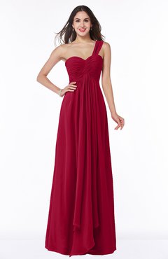 ColsBM Sophie Maroon Elegant A-line Asymmetric Neckline Chiffon Floor Length Ruching Plus Size Bridesmaid Dresses