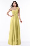 ColsBM Sophie Misted Yellow Elegant A-line Asymmetric Neckline Chiffon Floor Length Ruching Plus Size Bridesmaid Dresses