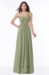 ColsBM Sophie Moss Green Elegant A-line Asymmetric Neckline Chiffon Floor Length Ruching Plus Size Bridesmaid Dresses