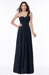 ColsBM Sophie Navy Blue Elegant A-line Asymmetric Neckline Chiffon Floor Length Ruching Plus Size Bridesmaid Dresses