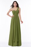 ColsBM Sophie Olive Green Elegant A-line Asymmetric Neckline Chiffon Floor Length Ruching Plus Size Bridesmaid Dresses
