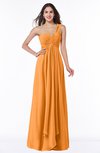 ColsBM Sophie Orange Elegant A-line Asymmetric Neckline Chiffon Floor Length Ruching Plus Size Bridesmaid Dresses