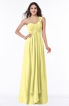 ColsBM Sophie Pastel Yellow Elegant A-line Asymmetric Neckline Chiffon Floor Length Ruching Plus Size Bridesmaid Dresses