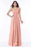ColsBM Sophie Peach Elegant A-line Asymmetric Neckline Chiffon Floor Length Ruching Plus Size Bridesmaid Dresses