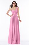 ColsBM Sophie Pink Elegant A-line Asymmetric Neckline Chiffon Floor Length Ruching Plus Size Bridesmaid Dresses