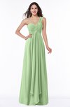 ColsBM Sophie Sage Green Elegant A-line Asymmetric Neckline Chiffon Floor Length Ruching Plus Size Bridesmaid Dresses