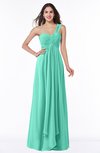 ColsBM Sophie Seafoam Green Elegant A-line Asymmetric Neckline Chiffon Floor Length Ruching Plus Size Bridesmaid Dresses