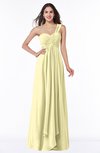 ColsBM Sophie Soft Yellow Elegant A-line Asymmetric Neckline Chiffon Floor Length Ruching Plus Size Bridesmaid Dresses