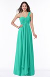 ColsBM Sophie Viridian Green Elegant A-line Asymmetric Neckline Chiffon Floor Length Ruching Plus Size Bridesmaid Dresses