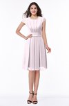 ColsBM Maya Blush Modest A-line Short Sleeve Chiffon Knee Length Sash Plus Size Bridesmaid Dresses