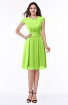ColsBM Maya Bright Green Modest A-line Short Sleeve Chiffon Knee Length Sash Plus Size Bridesmaid Dresses