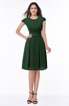 ColsBM Maya Hunter Green Modest A-line Short Sleeve Chiffon Knee Length Sash Plus Size Bridesmaid Dresses