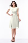 ColsBM Maya Ivory Modest A-line Short Sleeve Chiffon Knee Length Sash Plus Size Bridesmaid Dresses