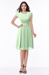 ColsBM Maya Light Green Modest A-line Short Sleeve Chiffon Knee Length Sash Plus Size Bridesmaid Dresses