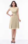 ColsBM Maya Novelle Peach Modest A-line Short Sleeve Chiffon Knee Length Sash Plus Size Bridesmaid Dresses