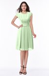 ColsBM Maya Pale Green Modest A-line Short Sleeve Chiffon Knee Length Sash Plus Size Bridesmaid Dresses