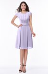 ColsBM Maya Pastel Lilac Modest A-line Short Sleeve Chiffon Knee Length Sash Plus Size Bridesmaid Dresses