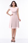 ColsBM Maya Petal Pink Modest A-line Short Sleeve Chiffon Knee Length Sash Plus Size Bridesmaid Dresses