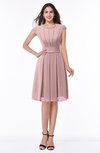 ColsBM Maya Silver Pink Modest A-line Short Sleeve Chiffon Knee Length Sash Plus Size Bridesmaid Dresses