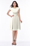 ColsBM Maya Whisper White Modest A-line Short Sleeve Chiffon Knee Length Sash Plus Size Bridesmaid Dresses