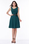 ColsBM Julie Blue Green Glamorous V-neck Sleeveless Zip up Knee Length Flower Plus Size Bridesmaid Dresses