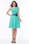 ColsBM Julie Blue Turquoise Glamorous V-neck Sleeveless Zip up Knee Length Flower Plus Size Bridesmaid Dresses