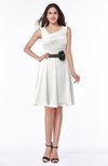 ColsBM Julie Cloud White Glamorous V-neck Sleeveless Zip up Knee Length Flower Plus Size Bridesmaid Dresses