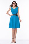 ColsBM Julie Cornflower Blue Glamorous V-neck Sleeveless Zip up Knee Length Flower Plus Size Bridesmaid Dresses