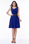 ColsBM Julie Electric Blue Glamorous V-neck Sleeveless Zip up Knee Length Flower Plus Size Bridesmaid Dresses