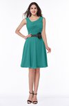 ColsBM Julie Emerald Green Glamorous V-neck Sleeveless Zip up Knee Length Flower Plus Size Bridesmaid Dresses