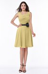 ColsBM Julie Gold Glamorous V-neck Sleeveless Zip up Knee Length Flower Plus Size Bridesmaid Dresses