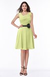 ColsBM Julie Lime Green Glamorous V-neck Sleeveless Zip up Knee Length Flower Plus Size Bridesmaid Dresses