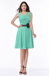 ColsBM Julie Mint Green Glamorous V-neck Sleeveless Zip up Knee Length Flower Plus Size Bridesmaid Dresses